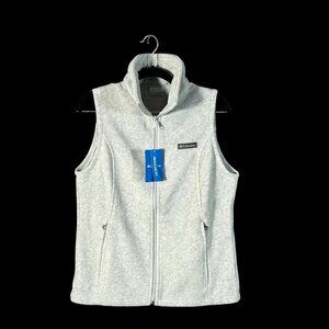 Columbia Women's Benton Springs Fleece Vest Size L Light Gray Zippered Pockets